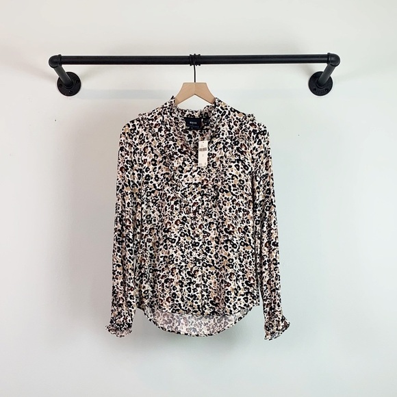 NWT Anthropologie Maeve Katia Leopard Print Ruffled Buttondown Top - Picture 4 of 7